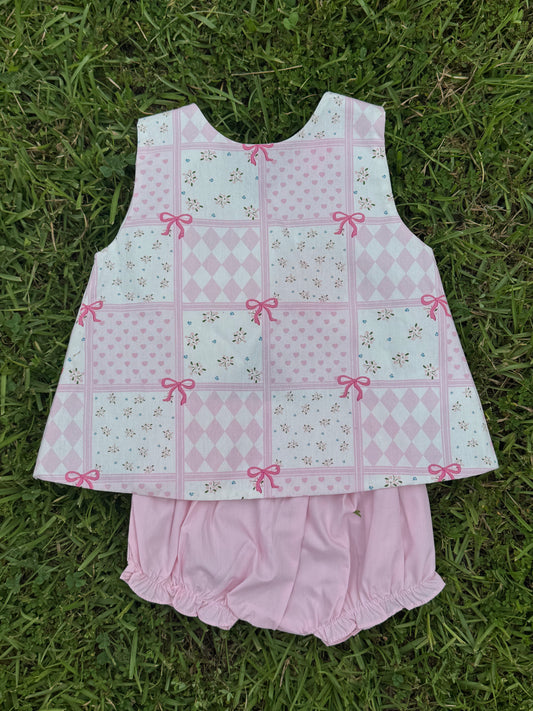 Pink Bow Diaper Set