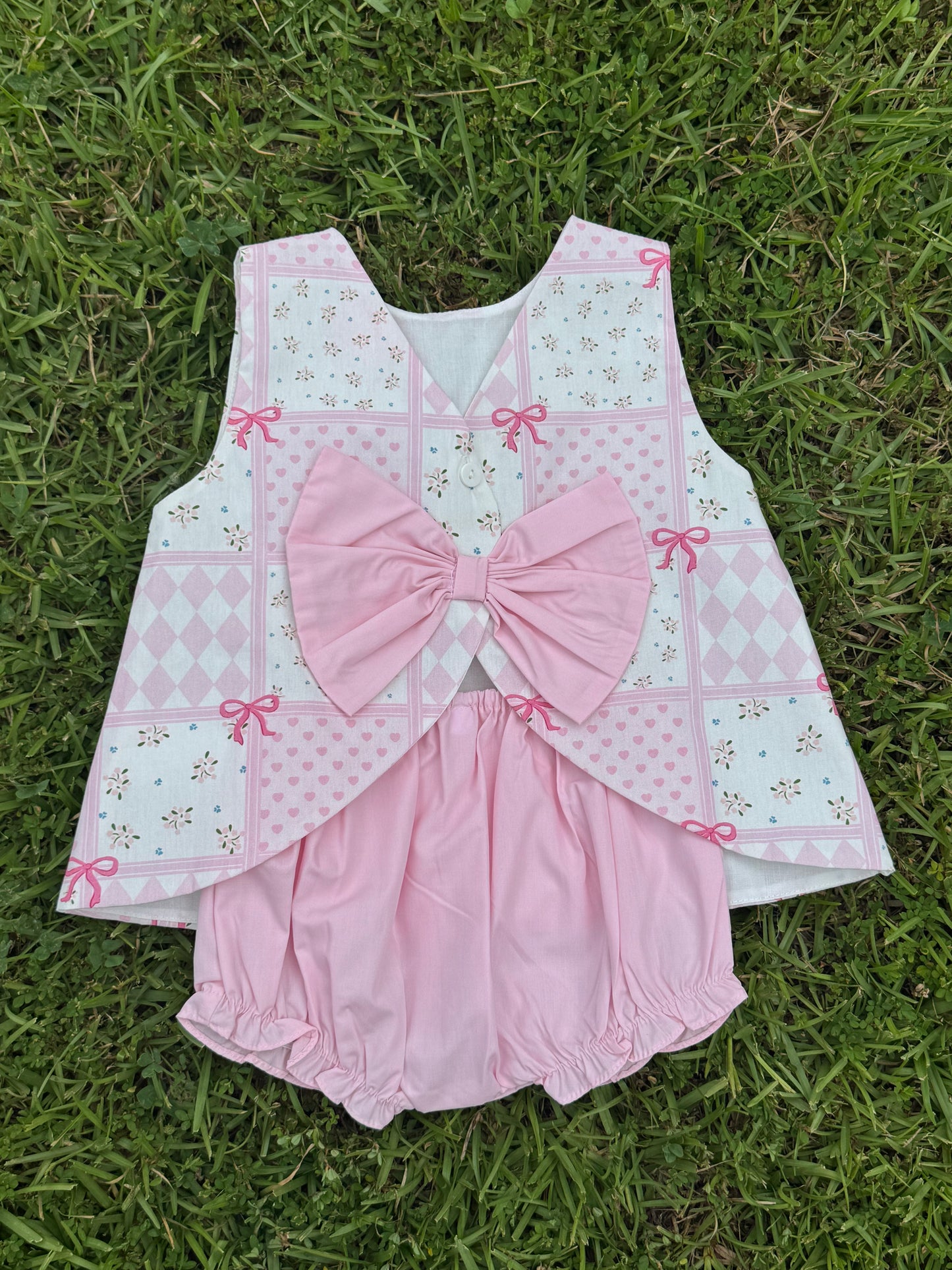 Pink Bow Diaper Set