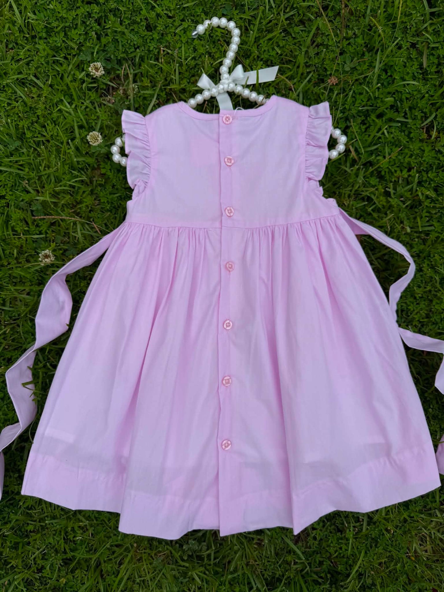 Pink Floral Hand Smocked Dress
