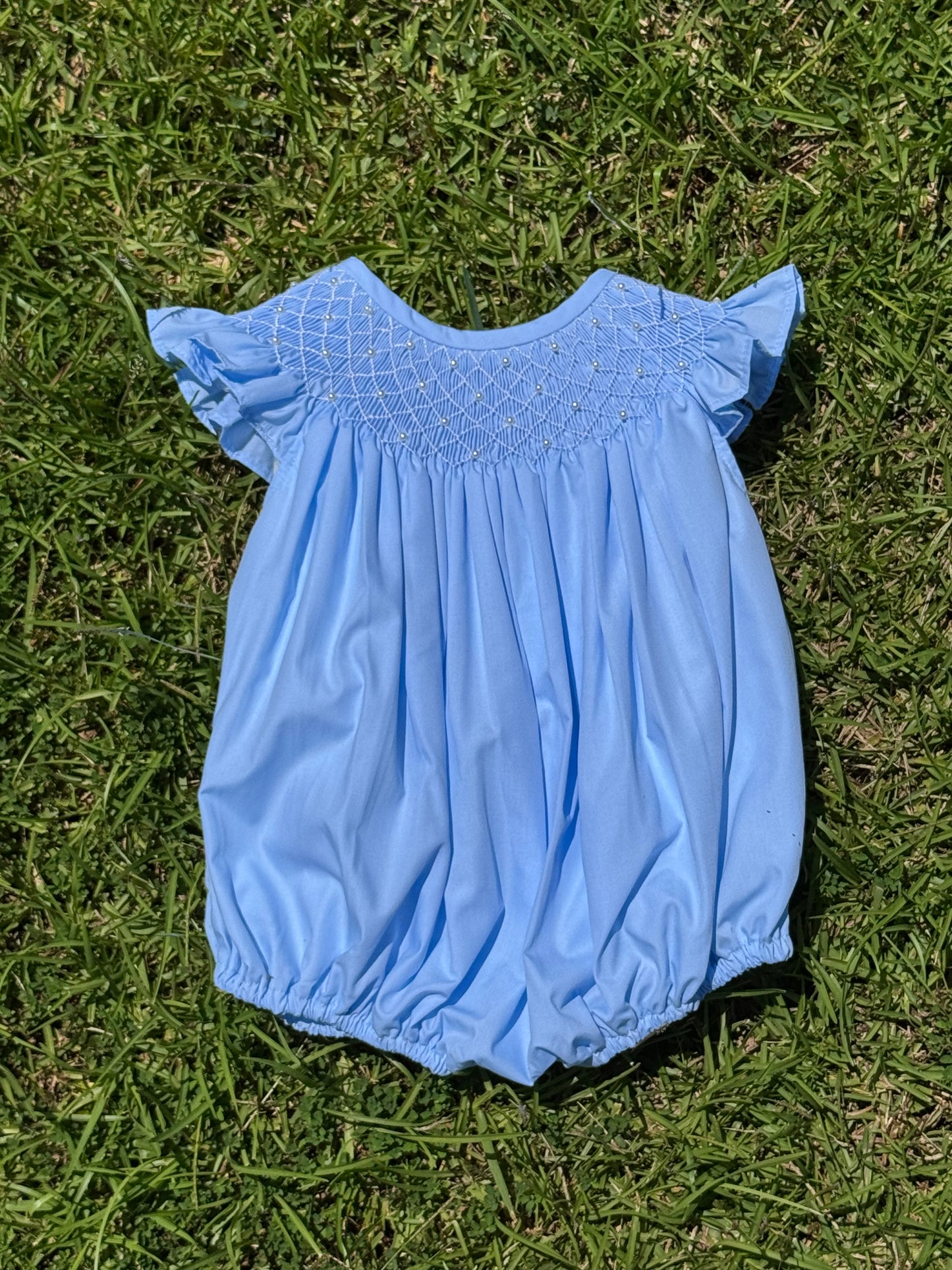 Blue Pearl Hand Smocked Bubble