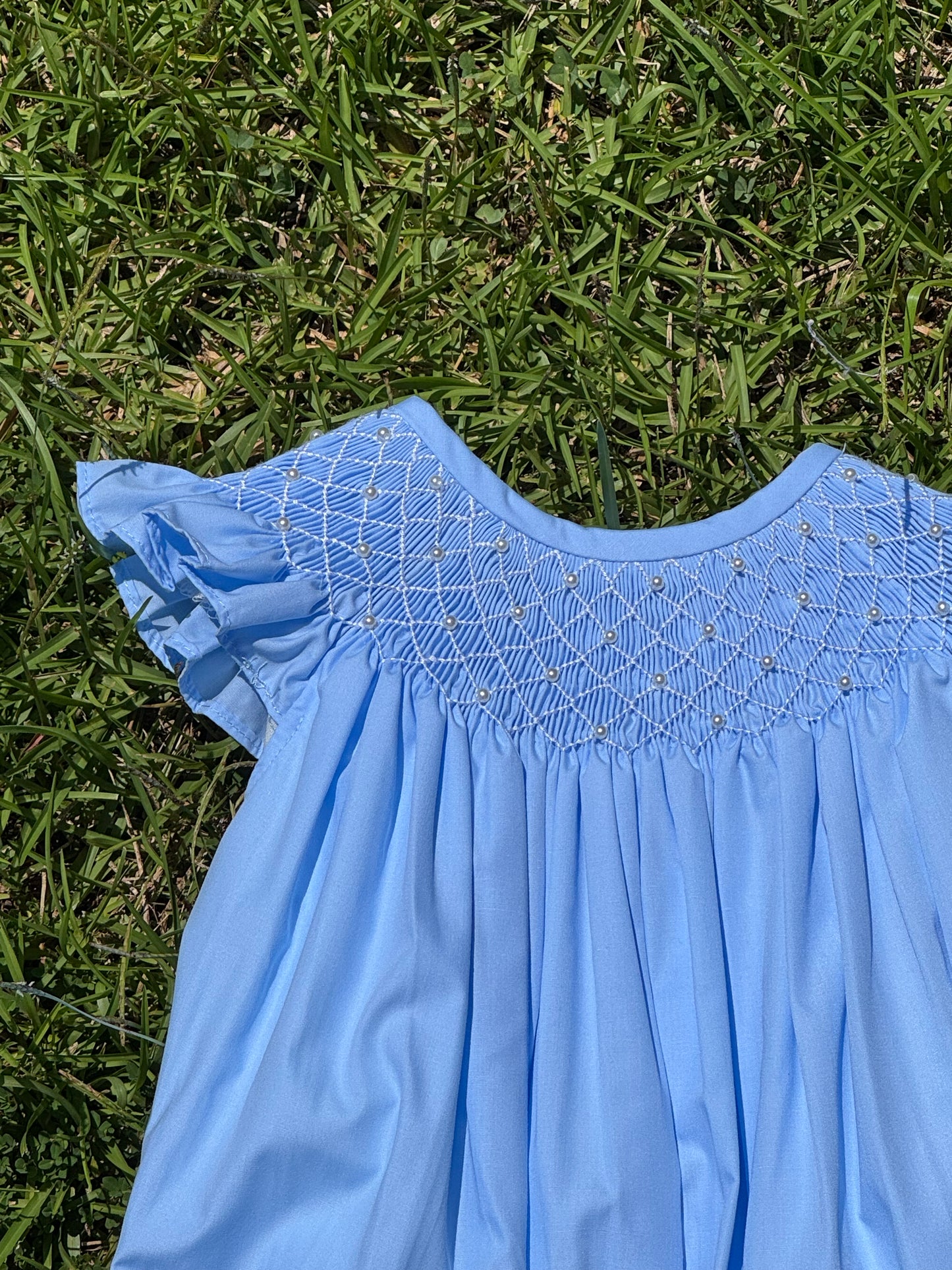 Blue Pearl Hand Smocked Bubble