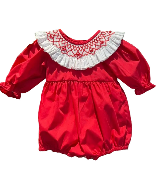 Red Bow Smocked Bubble