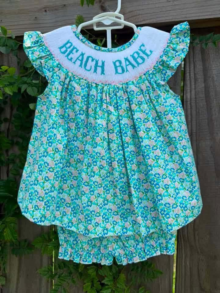 Beach Babe Hand Smocked Bloomer Set