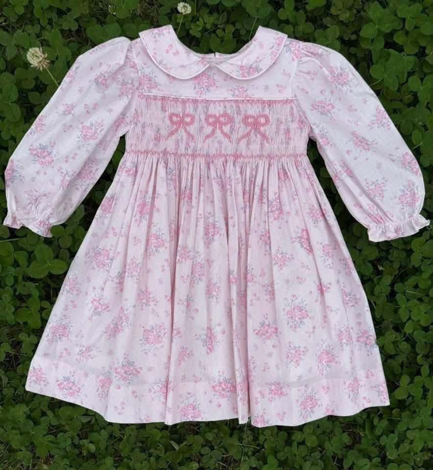 Pink Bow Hand-Smocked Dress